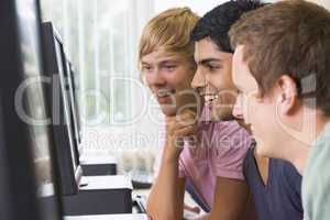 Male college students in a computer lab