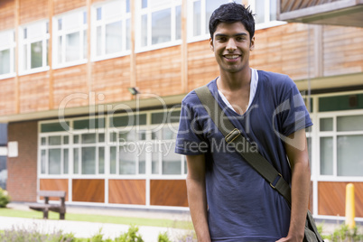 Male college student on campus