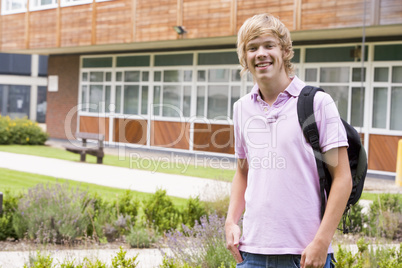 Male college student on campus