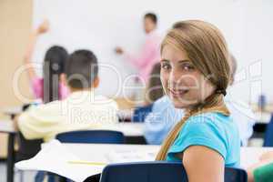 Pupil in elementary school classroom