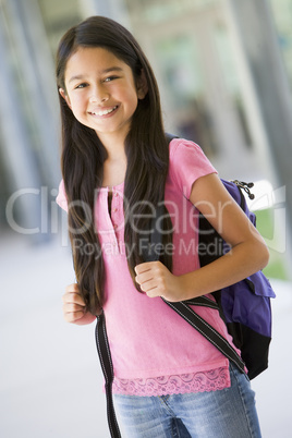 Elementary school pupil outside