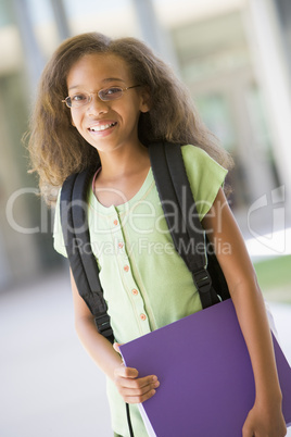 Elementary school pupil outside