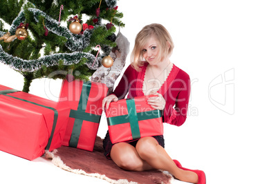 Happy woman with Christmas presents