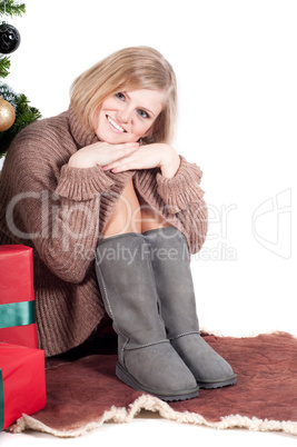 Happy woman with Christmas presents