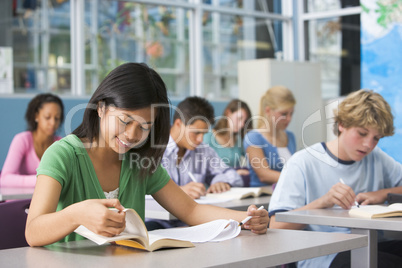 School children in high school class