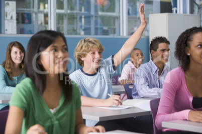 School children in high school class