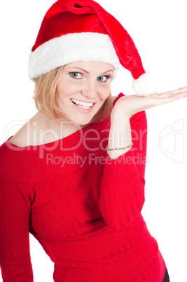 Portrait of beautiful woman santa