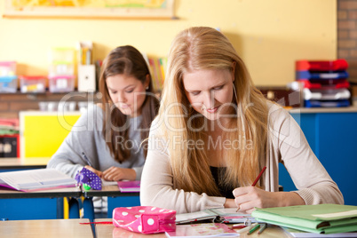 Teenage girls in the classroom