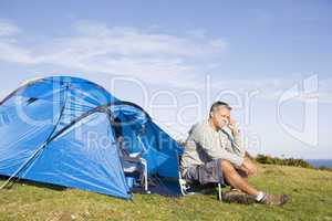 Man camping outdoors