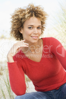 Portrait of young woman in dunes