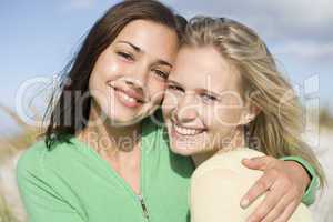 Two young women at beach