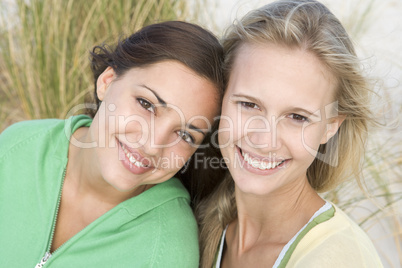 Two female friends at beach