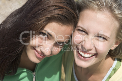 Close up of two female friends
