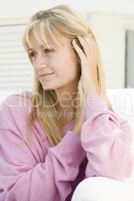 Young woman relaxing outside