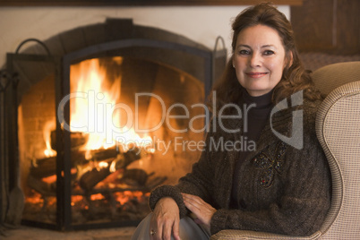 Woman in living room smiling