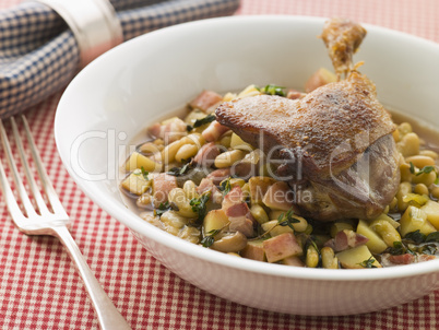 Confit Duck Leg with Flageolet Beans and Bacon