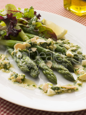 Asparagus Spears with Polonaise Vinaigrette and Salad Leaves