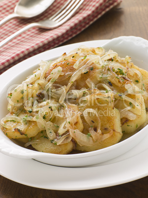 Dish of Lyonnaise Potatoes