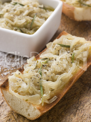 Confit of Onions on Toasted Baguette