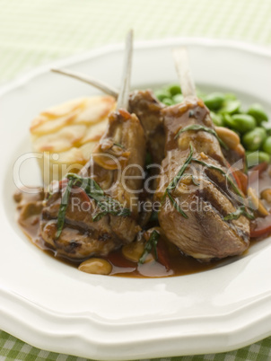 Grilled Lamb Cutlets Chasseur sauce Pomme Anna and Baby Broad be