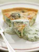 Broccoli and Roquefort Quiche with Broccoli sauce