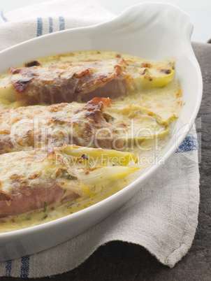 Dish of Chicory Gratin with Bacon