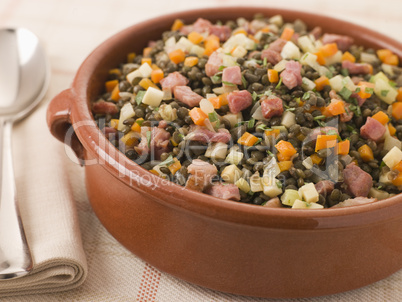 Bowl of Puy Lentils with Lardons