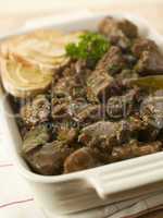 Dish of Beef Carbonnade with Mustard Crouton