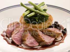 Breast of Duck, with Rosti Potato and Cassis Jus