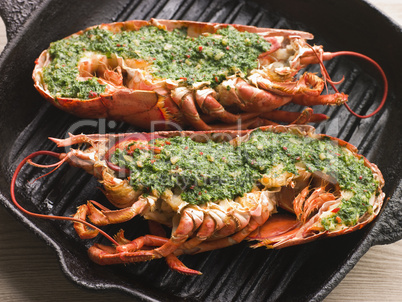 Lobster Half Grilled with Garlic and Parsley Butter