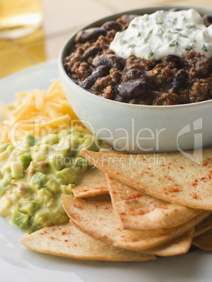 Bowl of Chilli with Tortilla Chips