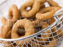 Breaded Onion Rings in a Basket