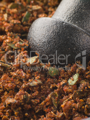 Cajun Spice Rub in a Pestle and Mortar