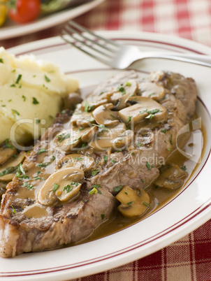 Steak Sirloin with Diane Sauce and Mash Potato