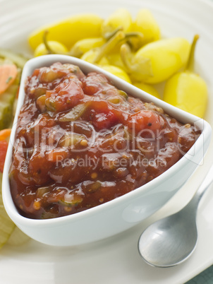 Pot of Burger Relish with Pickled Californian Chillies
