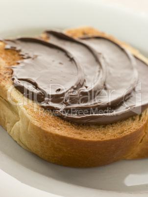 Slice of Toasted brioche with Chocolate Spread