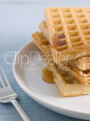 Waffles with Caramel Syrup