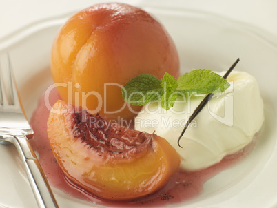 Peaches Poached in Sauternes with Creme Chantilly