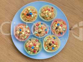 White Chocolate and Marshmallow Rice Crisp Cakes with Sugar Coat