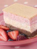 Neapolitan Ice Cream with Wafer Biscuits and Berries