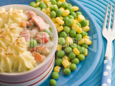 Individual Fish Pie with Peas and Sweetcorn