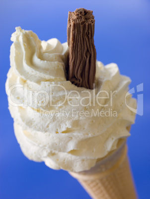 Whipped Ice Cream Cone with a Chocolate Flake