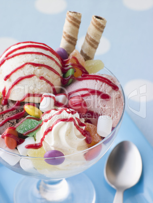 Trio of Ice Cream and Sweet Sundae