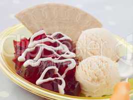 Jelly and Ice Cream with a Wafer and Cream