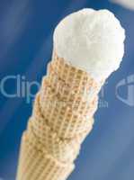 Vanilla Ice Cream Scoop in a Wafer Cone