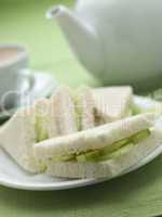 Cucumber Sandwich on White Bread with Afternoon tea