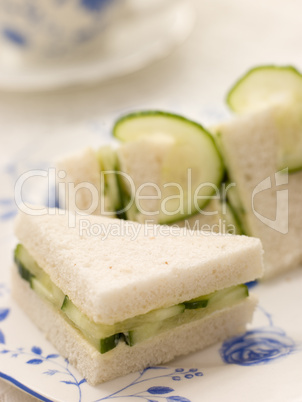 Cucumber Sandwich on White Bread with Afternoon tea