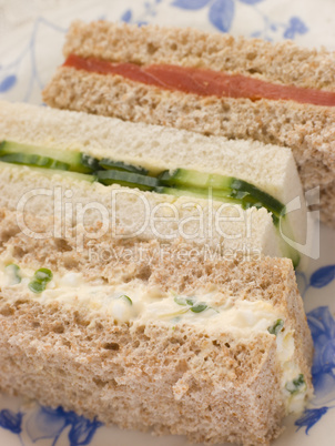 Afternoon Tea Finger Sandwiches- Egg and Cress Smoked Salmon and