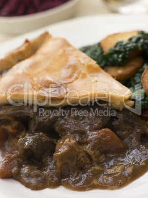 Game Pie with Fried Curly Kale and Potatoes