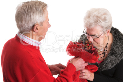 Giving her flowers